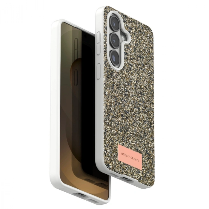Onegif Samsung Galaxy S26 Bright Simli Kapak - Gold