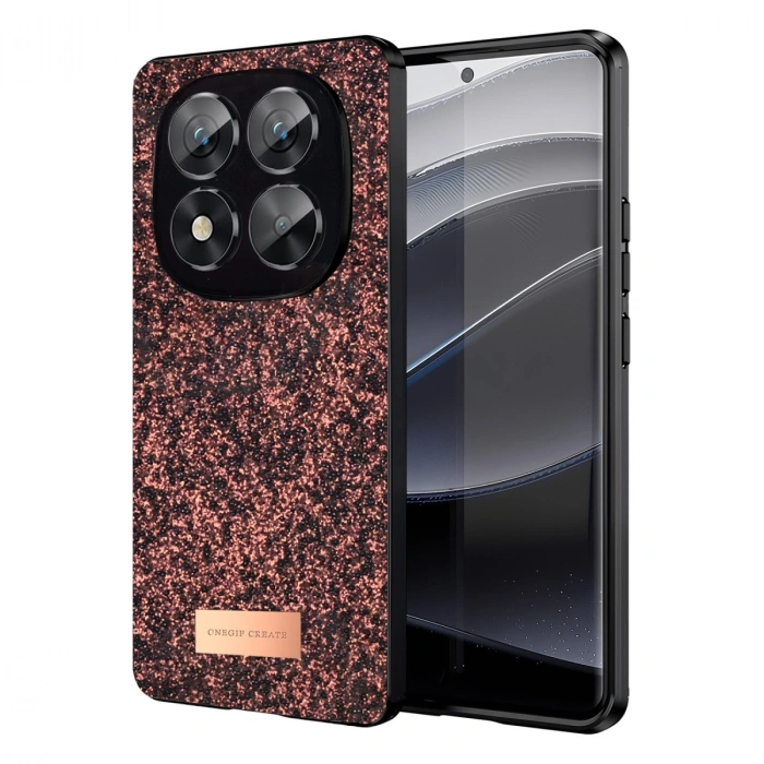 Onegif Xiaomi Redmi Note 14 Pro 5g Bright Simli Kapak - Derin Mor