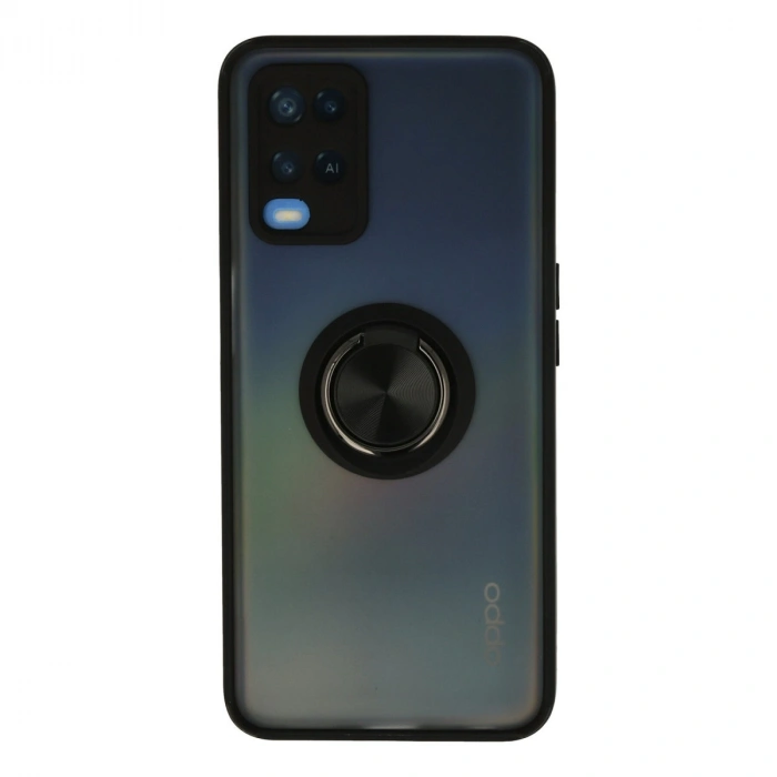 Oppo A54 4g Kılıf Montreal Yüzüklü Silikon Kapak - Siyah
