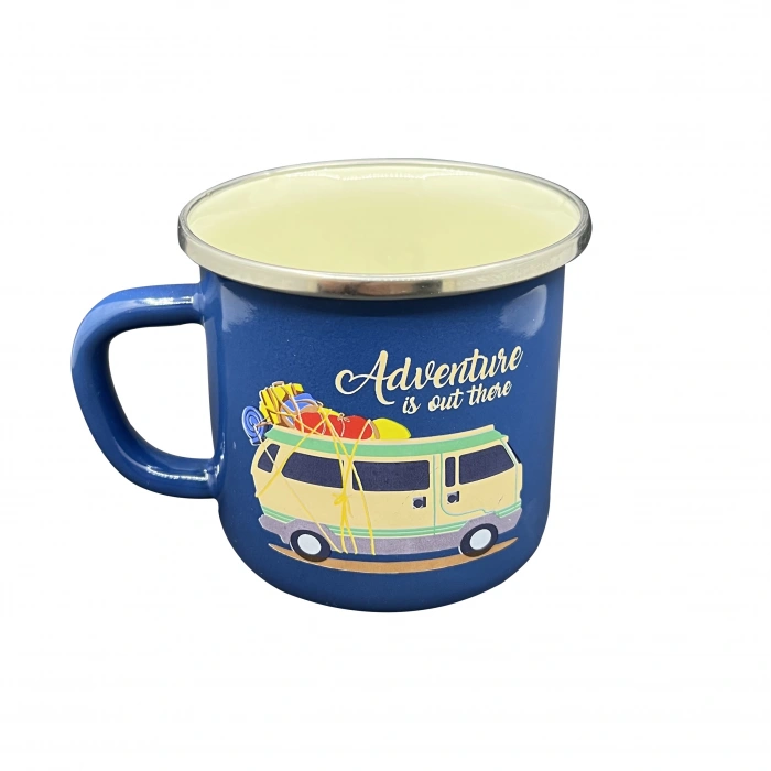 Orcamp Retro Emaye Kupa Bardak Adventure Mavi (OUT-1900)