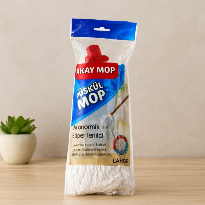 Pamuklu Püsküllü Mop Başlığı 23cm Orta-Large (Klasik Sap)