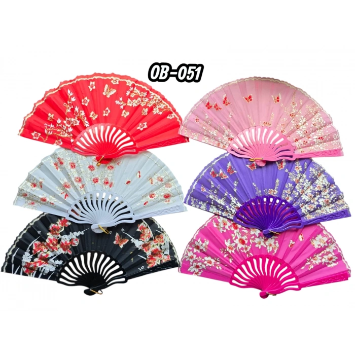 Plastik Kumaş Yelpaze 12li Karışık Ob-051
