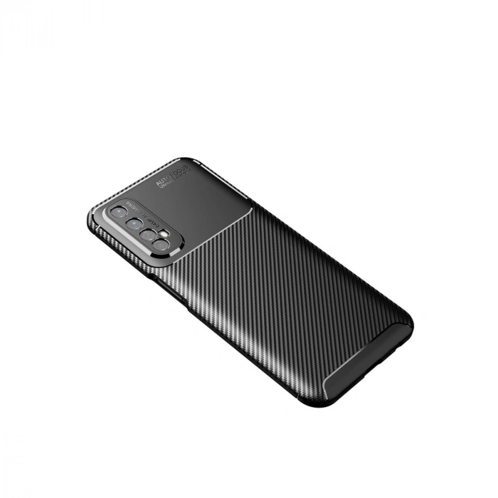 Realme 7 Kılıf Auto Focus Karbon Kapak - Siyah