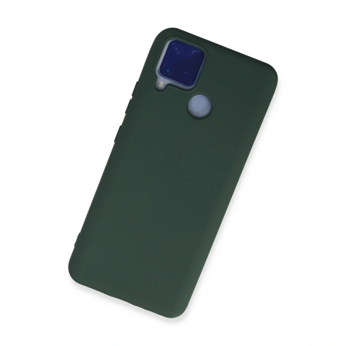 Realme C15 Kılıf Nano İçi Kadife Silikon - Koyu Yeşil