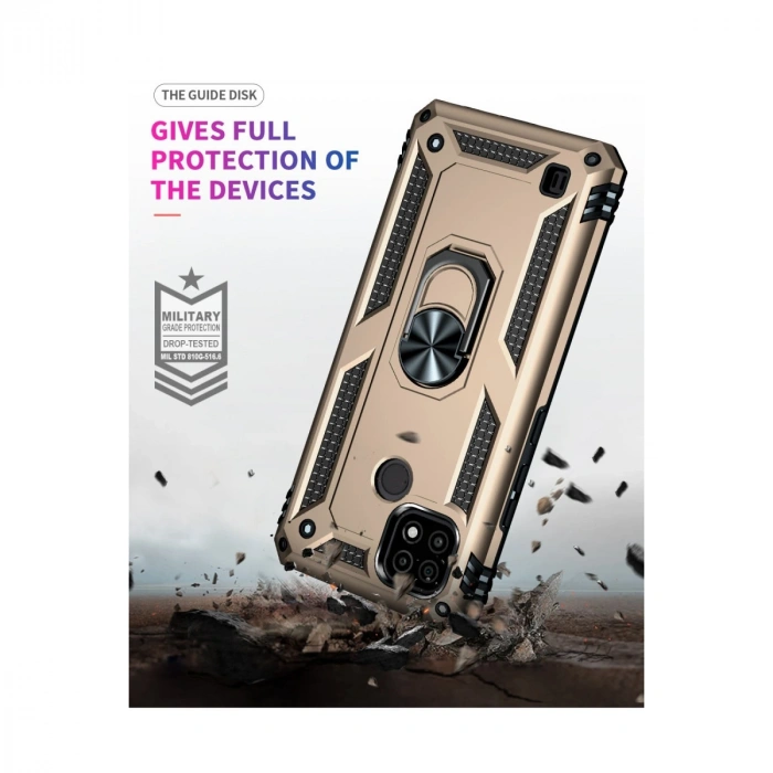 Realme C21 Kılıf Sofya Yüzüklü Silikon Kapak - Gold
