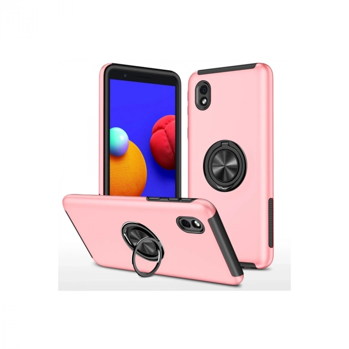 Samsung Galaxy A01 Core Kılıf Elit Yüzüklü Kapak - Pembe