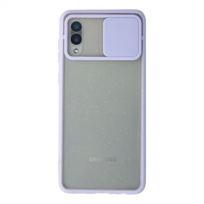 Samsung Galaxy A02 Kılıf Palm Buzlu Kamera Sürgülü Silikon - Lila