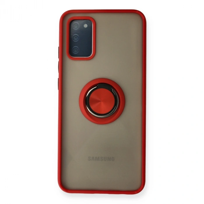 Samsung Galaxy A02s Kılıf Montreal Yüzüklü Silikon Kapak - Kırmızı