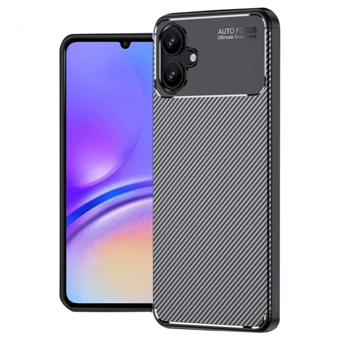 Samsung Galaxy A06 Kılıf Auto Focus Karbon Kapak - Siyah