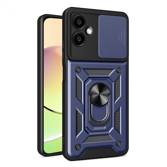 Samsung Galaxy A07 4g Pars Lens Yüzüklü Silikon - Lacivert