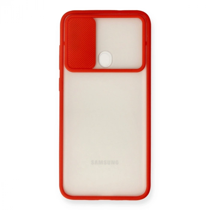 Samsung Galaxy A11 Kılıf Palm Buzlu Kamera Sürgülü Silikon - Kırmızı