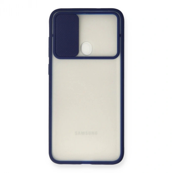 Samsung Galaxy A11 Kılıf Palm Buzlu Kamera Sürgülü Silikon - Lacivert