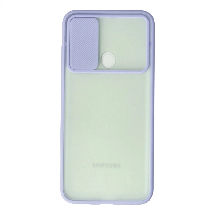 Samsung Galaxy A11 Kılıf Palm Buzlu Kamera Sürgülü Silikon - Lila