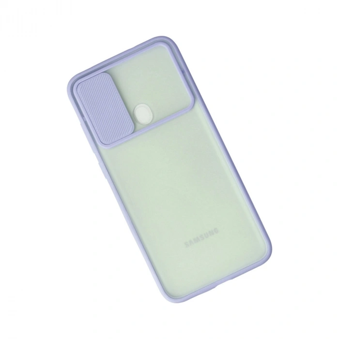 Samsung Galaxy A11 Kılıf Palm Buzlu Kamera Sürgülü Silikon - Lila