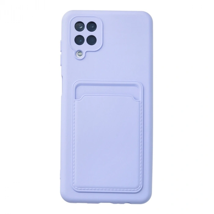 Samsung Galaxy A12 Kılıf Kelvin Kartvizitli Silikon - Lila