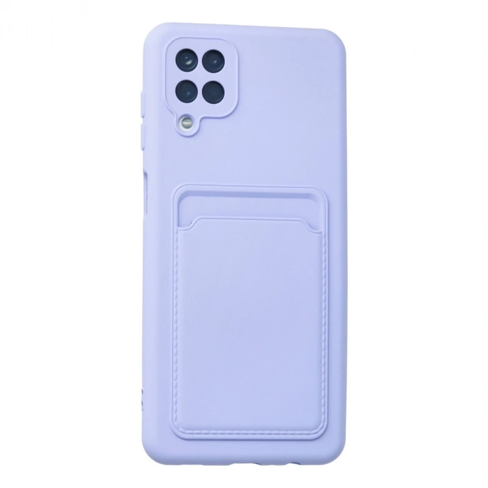Samsung Galaxy A12 Kılıf Kelvin Kartvizitli Silikon - Lila