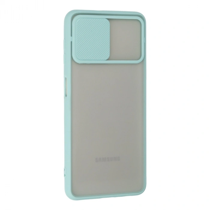Samsung Galaxy A22 Kılıf Palm Buzlu Kamera Sürgülü Silikon - Turkuaz