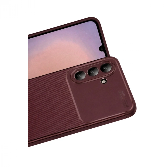 Samsung Galaxy A36 Kılıf Auto Focus Karbon Kapak - Bordo