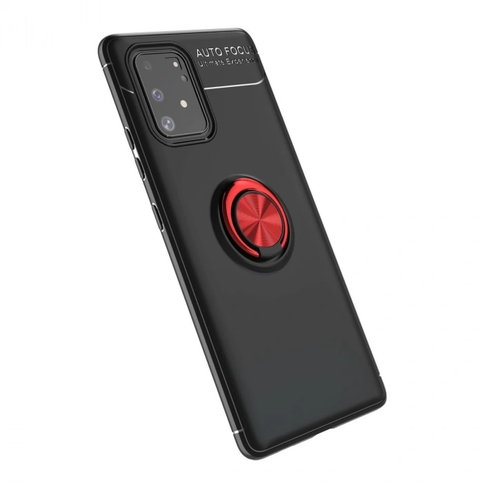 Samsung Galaxy A91 / S10 Lite Kılıf Range Yüzüklü Silikon - Siyah-kırmızı