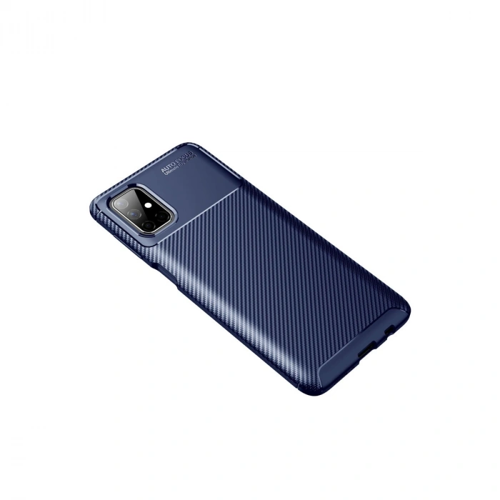 Samsung Galaxy M51 Kılıf Auto Focus Karbon Kapak - Lacivert