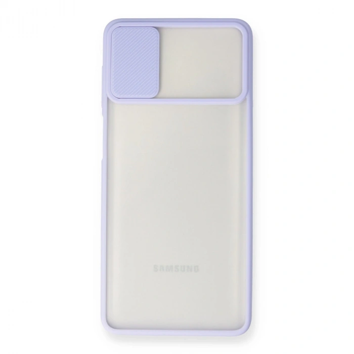 Samsung Galaxy M51 Kılıf Palm Buzlu Kamera Sürgülü Silikon - Lila