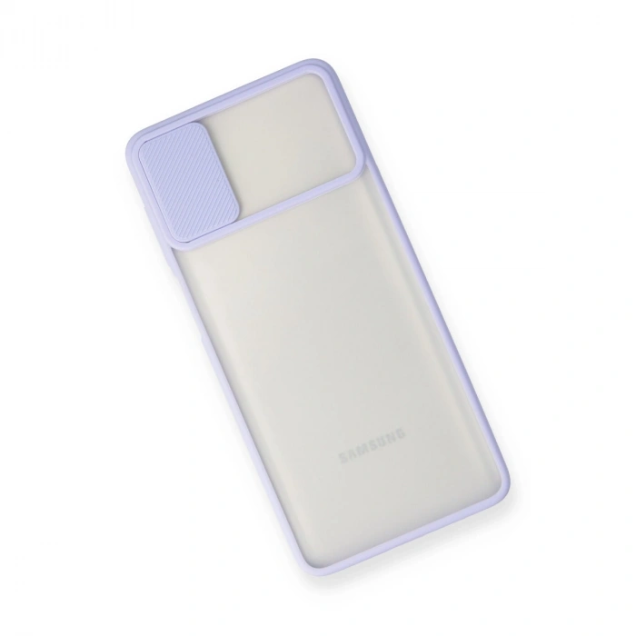 Samsung Galaxy M51 Kılıf Palm Buzlu Kamera Sürgülü Silikon - Lila
