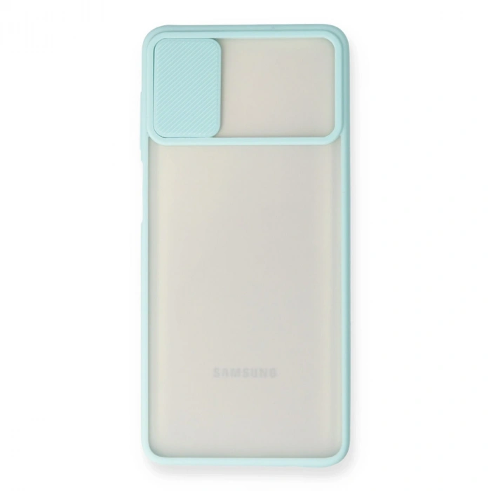 Samsung Galaxy M51 Kılıf Palm Buzlu Kamera Sürgülü Silikon - Turkuaz