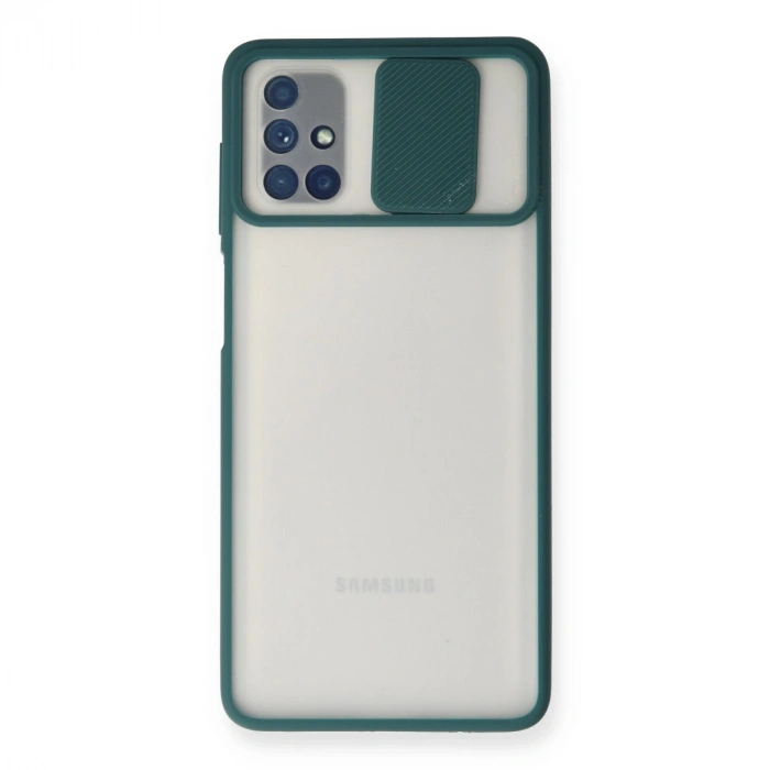 Samsung Galaxy M51 Kılıf Palm Buzlu Kamera Sürgülü Silikon - Yeşil