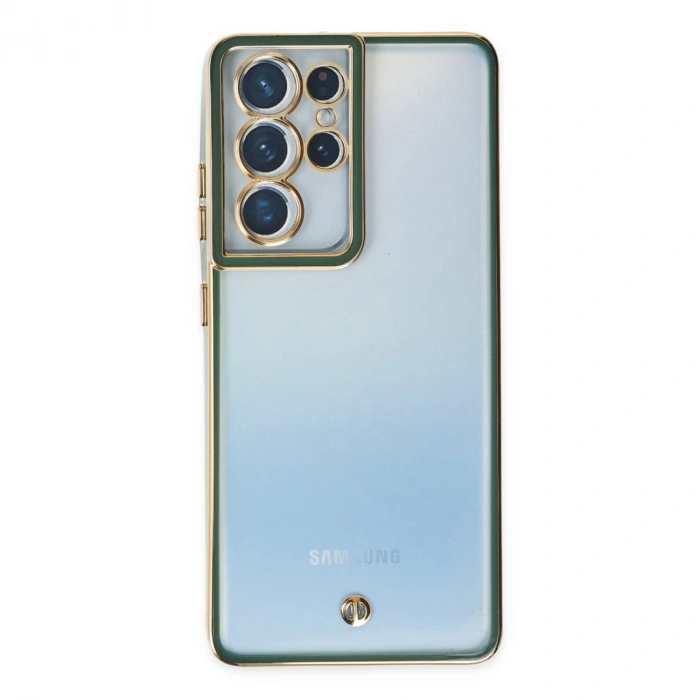 Samsung Galaxy S21 Ultra Kılıf Liva Lens Silikon - Yeşil
