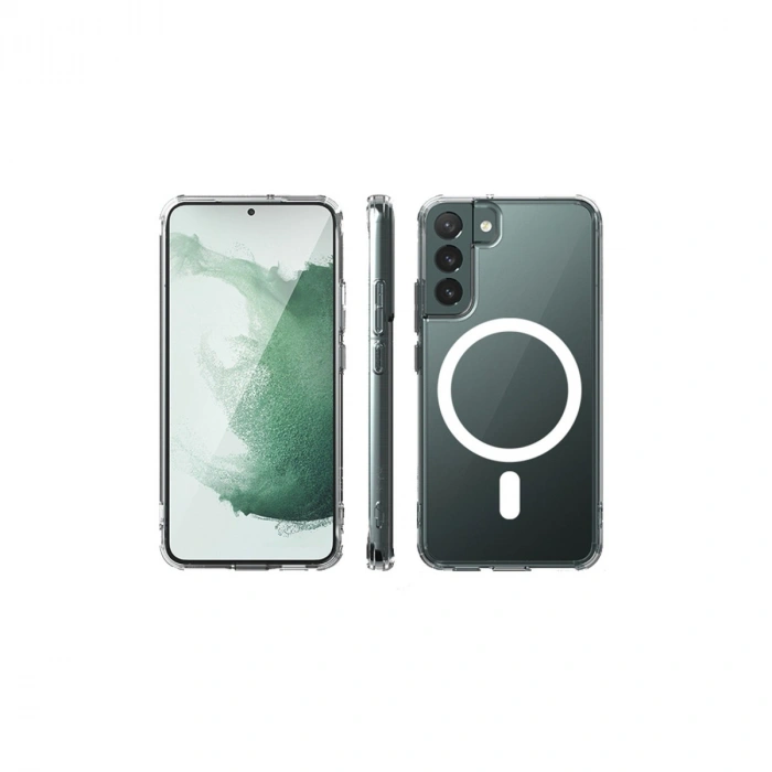 Samsung Galaxy S22 Kılıf Magneticsafe Şeffaf Silikon - Şeffaf