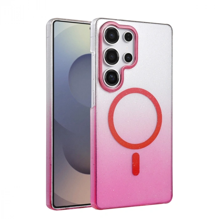 Samsung Galaxy S23 Ultra Glossy Magsafe Kapak - Pembe
