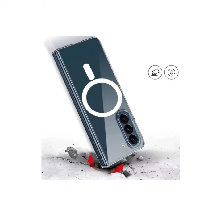 Samsung Galaxy Z Fold 5 Kılıf Magneticsafe Şeffaf Silikon - Şeffaf