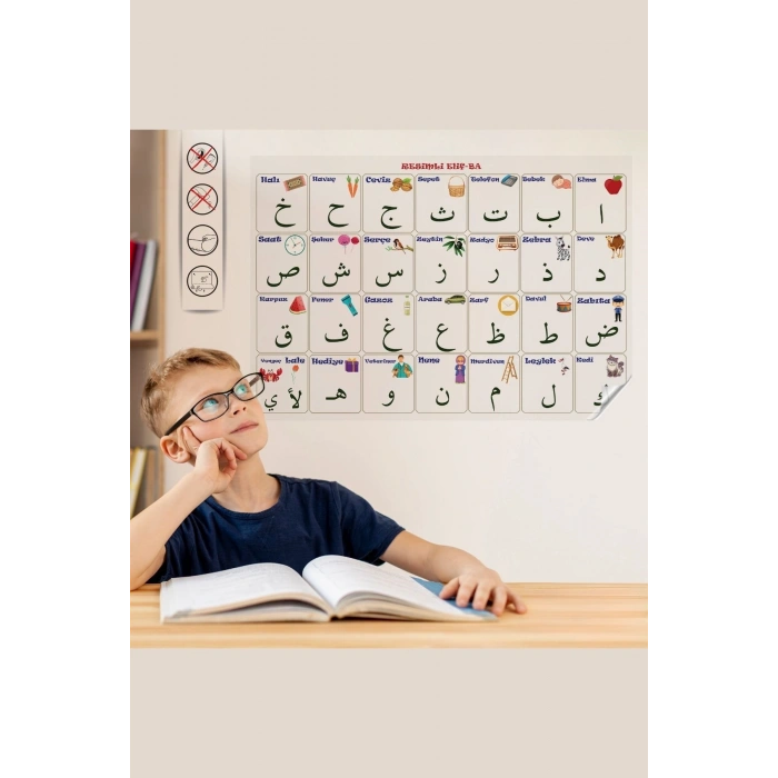 Sepet Dolusu® 70x100 cm Statik Kağıt Elif-Ba Öğrenme Tahtası