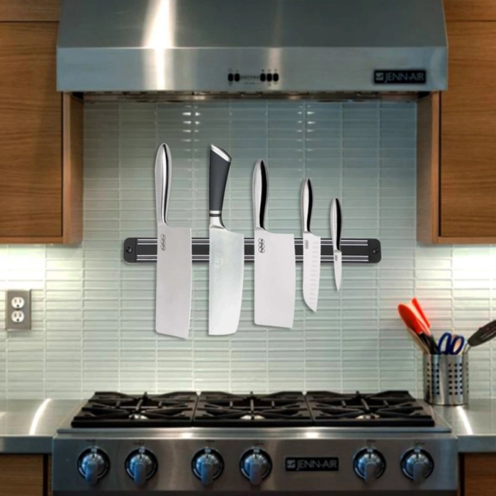 Sepet Dolusu® Mıknatıslı Paslanmaz Duvar Bıçak Askısı Standı 33 Cm  Aparat