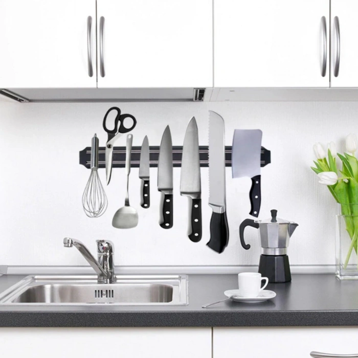 Sepet Dolusu® Mıknatıslı Paslanmaz Duvar Bıçak Askısı Standı 33 Cm  Aparat