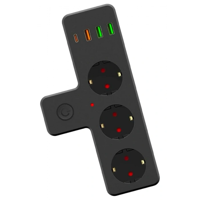 Sepet Dolusu® Termal Akım Korumalı 3 Adet Soket,3 Adet USB ve 1 Adet Type-C Girişli 20w Priz Model 3397