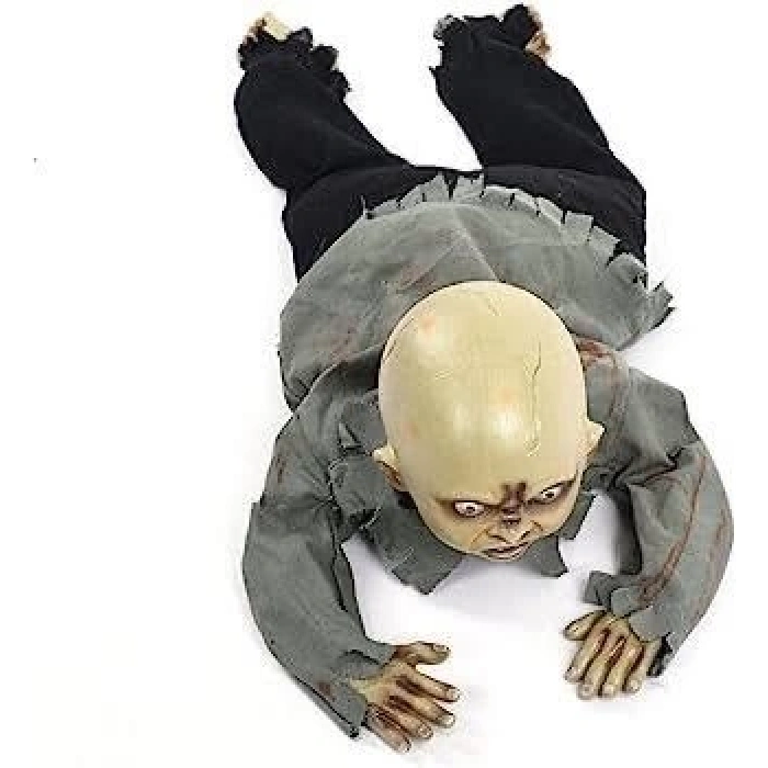 Sesli Işıklı Ve Sensörlü Yerde Emekleyen Hareketli Bebek Hayalet Zombi Dekor 30x85 Cm