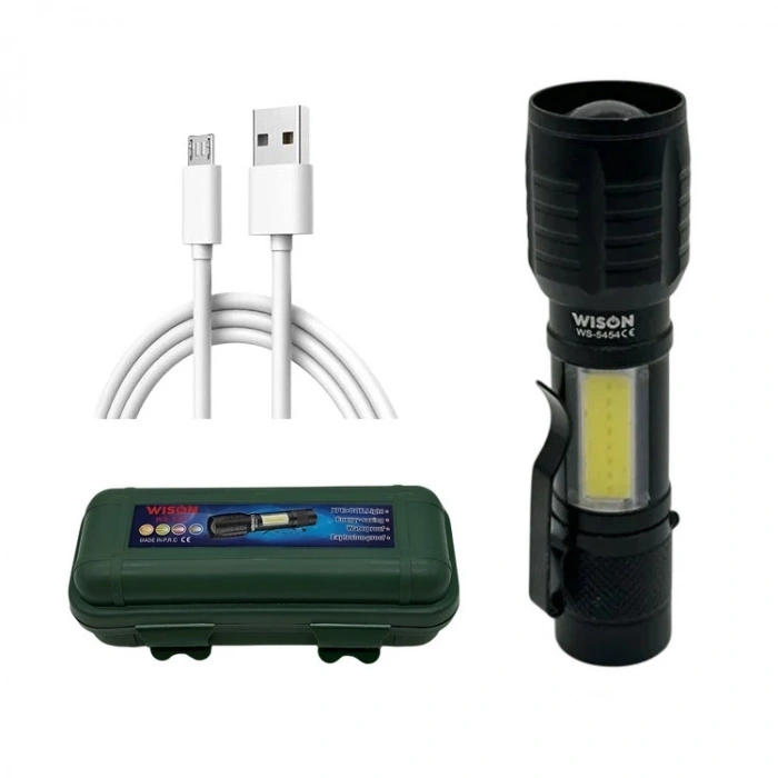 Wison Ws-5454 Cob Led Usb Şarjlı Mini El Feneri