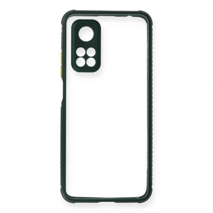 Xiaomi Mi 10t Pro Kılıf Miami Şeffaf Silikon - Koyu Yeşil
