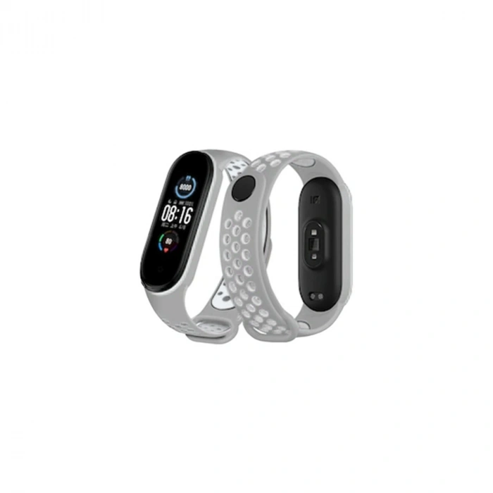 Xiaomi Mi Band 4 Spor Delikli Kordon (saat Değildir) - Gri-beyaz