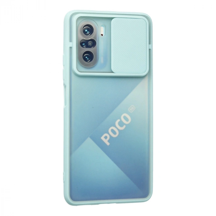 Xiaomi Poco F3 Kılıf Palm Buzlu Kamera Sürgülü Silikon - Turkuaz