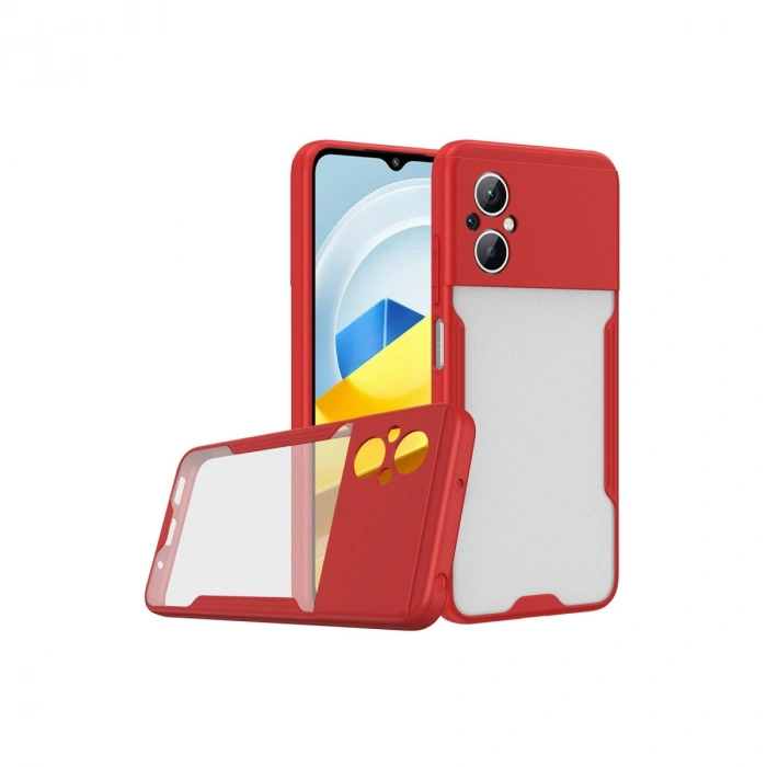 Xiaomi Poco M5 Kılıf Platin Silikon - Kırmızı