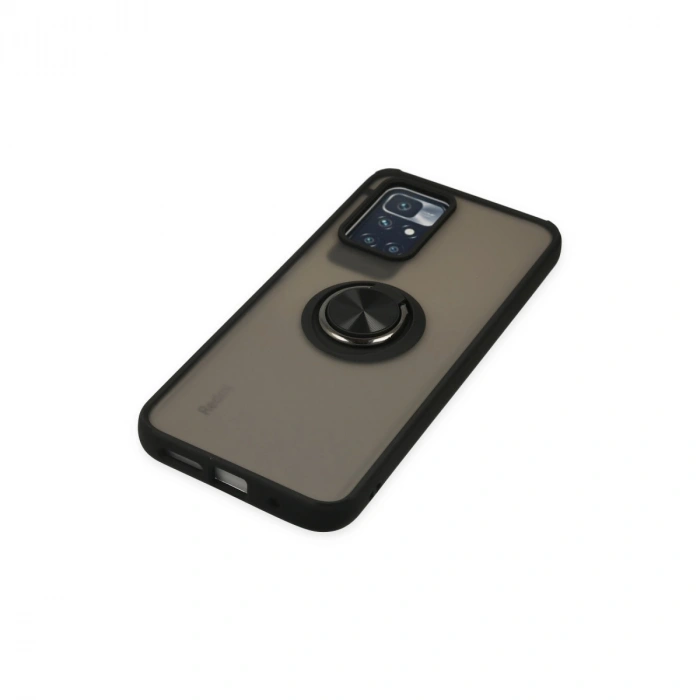 Xiaomi Redmi 10 2022 Kılıf Montreal Yüzüklü Silikon Kapak - Siyah