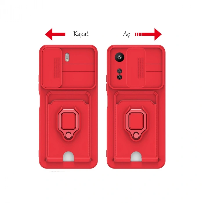 Xiaomi Redmi 13c Kılıf Zuma Kartvizitli Yüzüklü Silikon - Pembe