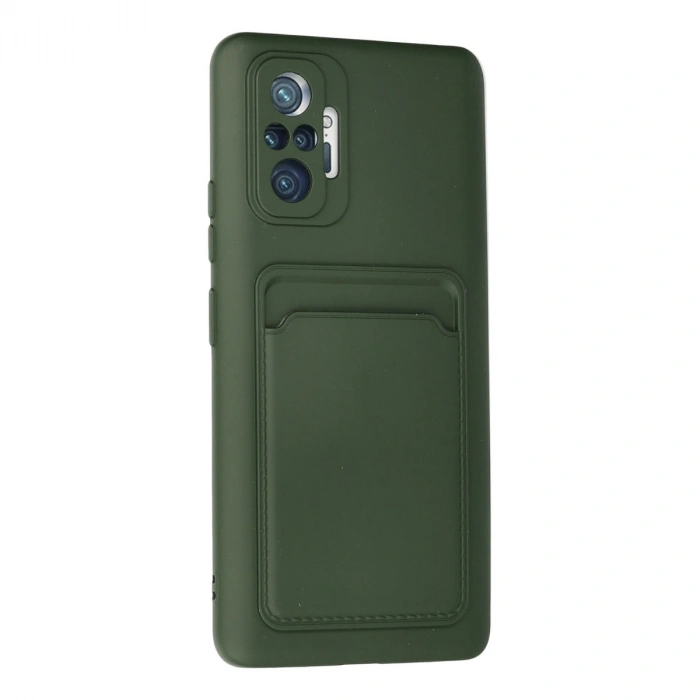 Xiaomi Redmi Note 10 Pro Kılıf Kelvin Kartvizitli Silikon - Koyu Yeşil