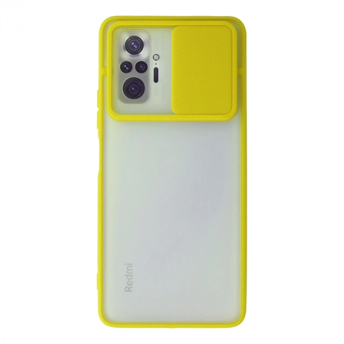 Xiaomi Redmi Note 10 Pro Kılıf Palm Buzlu Kamera Sürgülü Silikon - Sarı