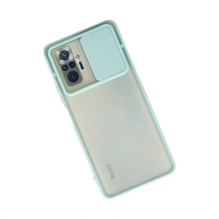 Xiaomi Redmi Note 10 Pro Kılıf Palm Buzlu Kamera Sürgülü Silikon - Turkuaz