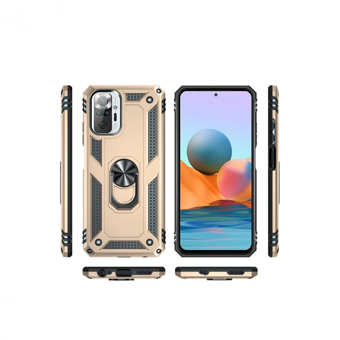 Xiaomi Redmi Note 10 Pro Kılıf Sofya Yüzüklü Silikon Kapak - Gold