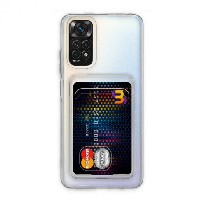 Xiaomi Redmi Note 11 Kılıf Kart Şeffaf Silikon - Şeffaf