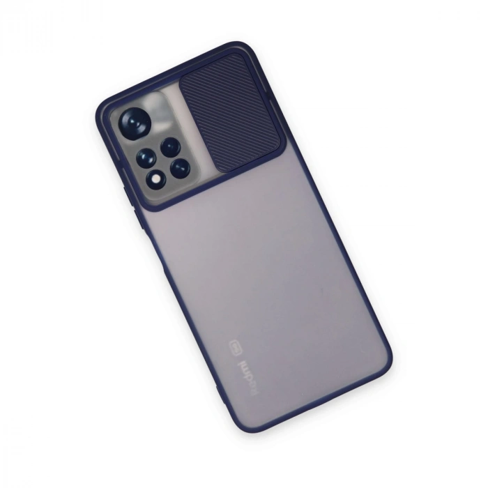 Xiaomi Redmi Note 11t Kılıf Palm Buzlu Kamera Sürgülü Silikon - Lacivert